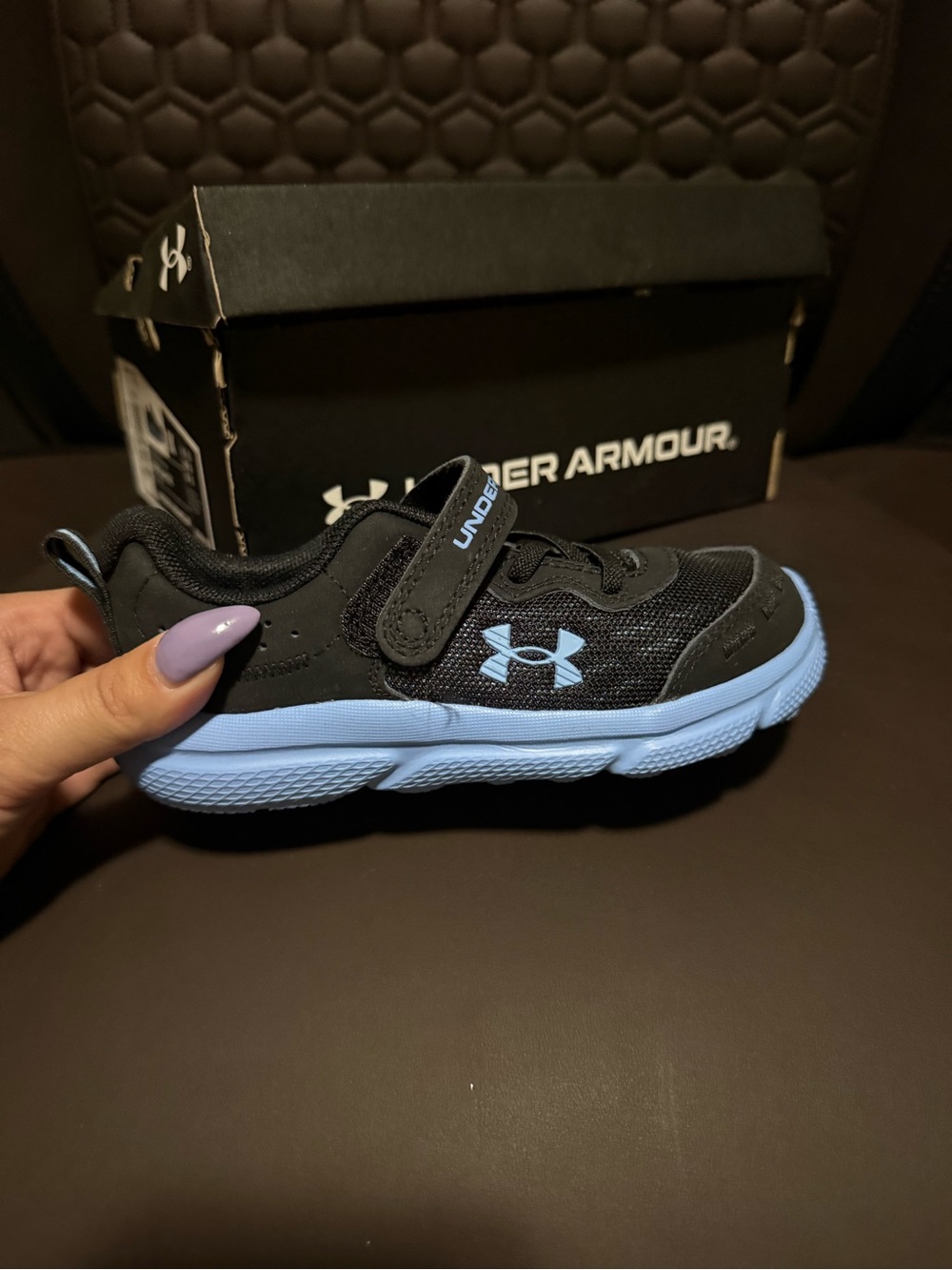Under Armour Kids Black Sneakers with Light Blue Sole